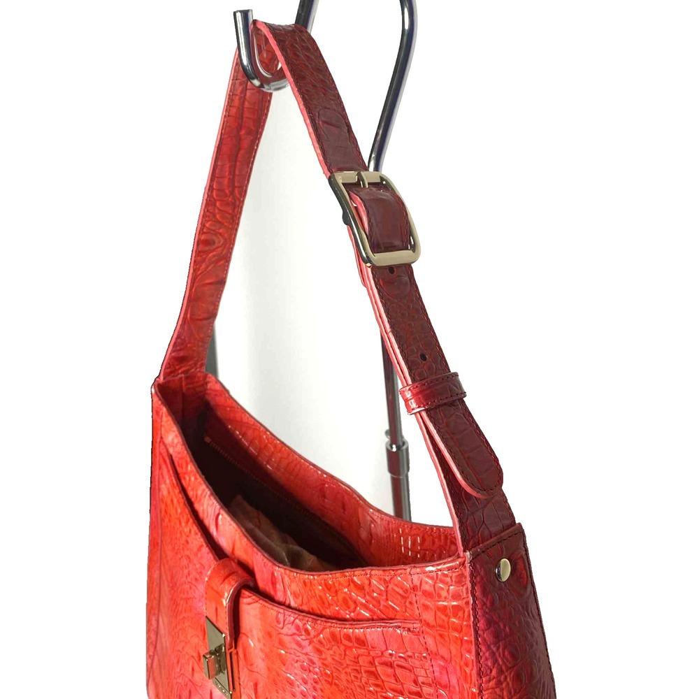 Brahmin color heat Johanna Melbourne shoulder‎ bag croc leather hobo full zip - Picture 6 of 12